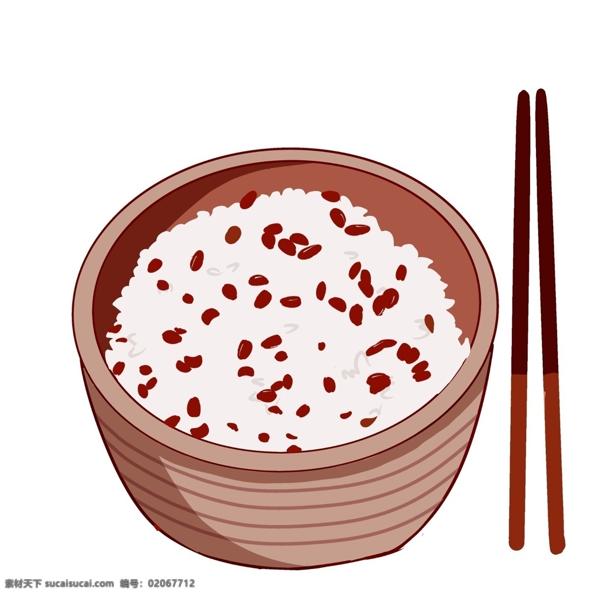 冬至 赤豆 糯米饭 手绘 插画 赤豆糯米饭 手绘插画 碗 筷子 红豆 米饭 主食 食物 食品 米饭插画