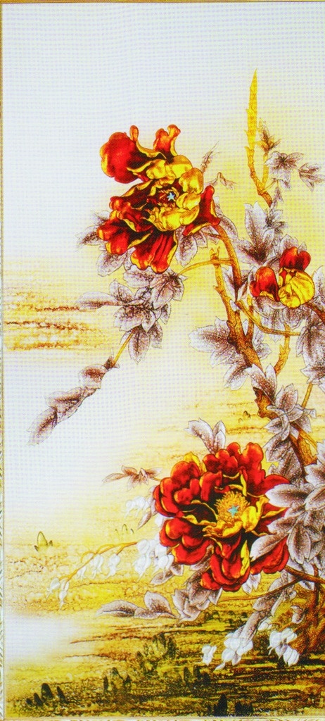 牡丹 红花 开花效果 矢量 雕刻玻璃 艺术玻璃