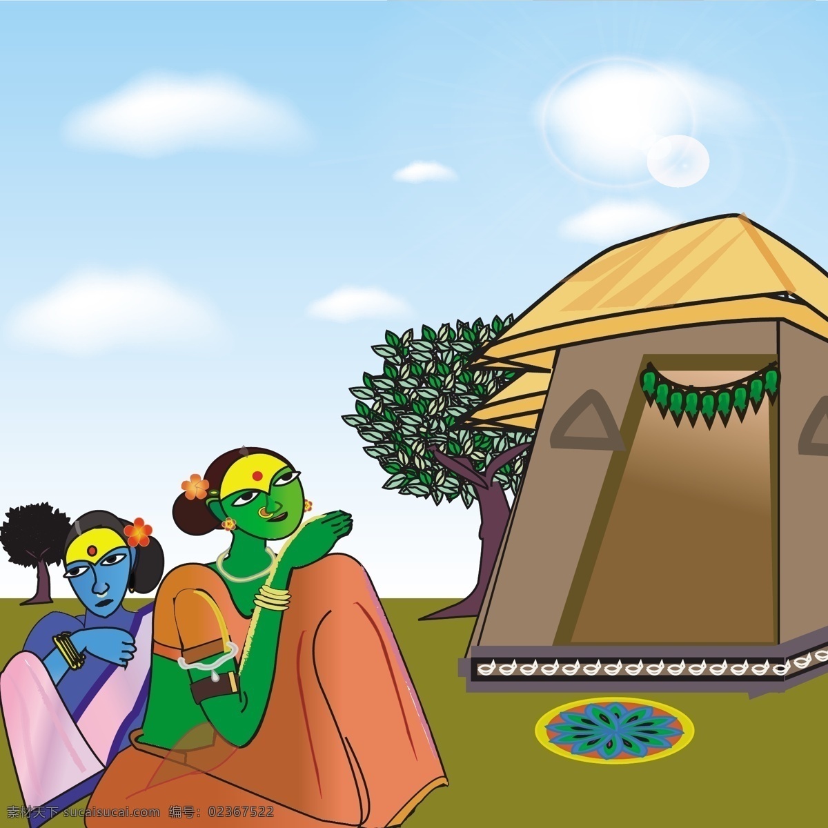 画 chitramayee 印度 乡村 背景 矢量 插画 创意 高分辨率 接口 免费 少数民族 病 媒 生物 时尚 独特的 原始的 高质量 设计新的 ui元素 hd 元素 详细的 印度村 印第安人 村庄 帐篷 人工智能 女士 本土的 印度部落 psd源文件