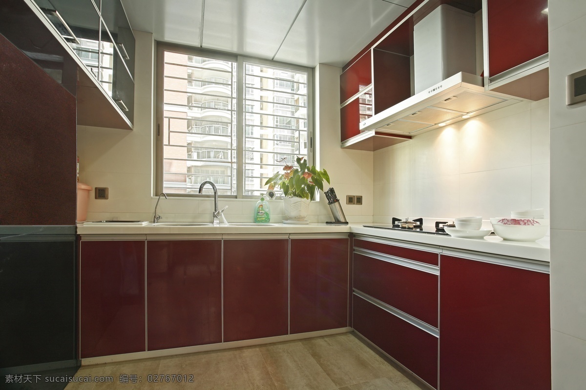 时尚 厨房 红色 橱柜 设计图 家居 家居生活 室内设计 装修 室内 家具 装修设计 环境设计