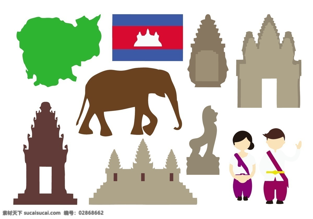 泰国 城市旅游 矢量 地图 大象 旅游 泰国旅游 矢量素材