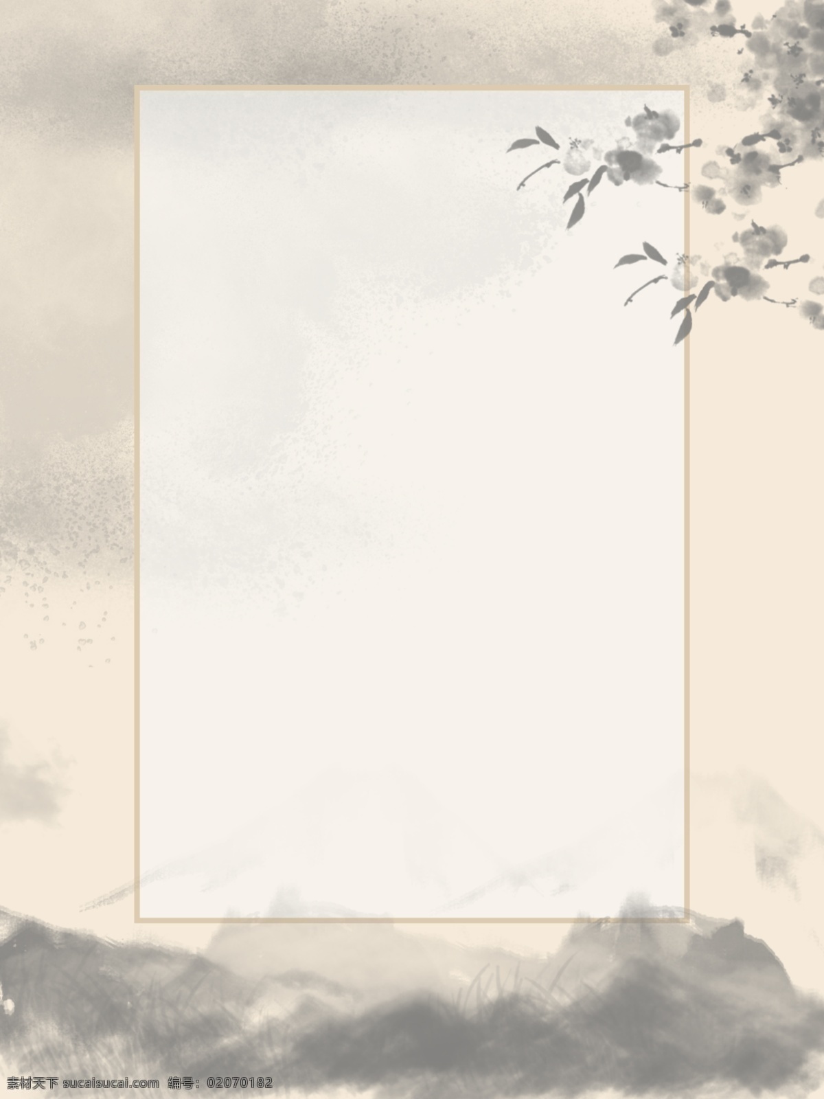 全 原创 中国 风 水墨 山水画 背景 山水背景 边框背景 复古背景 水墨背景 民国风背景 梅花 优美古风