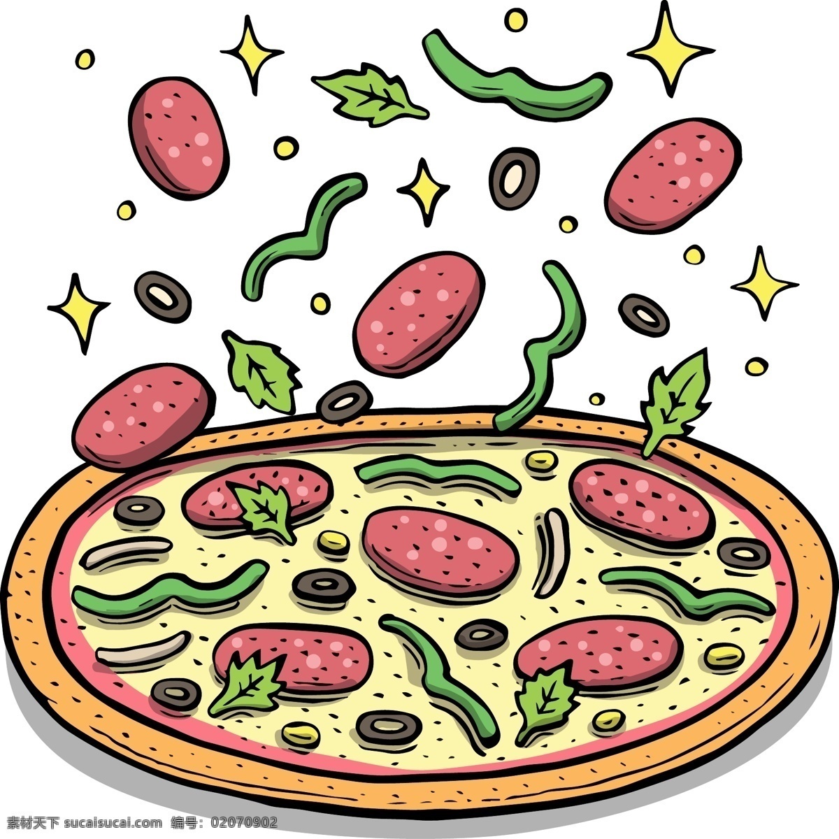 抽象披萨元素 矢量 披萨 食物 西餐 手绘 ai元素 免扣元素