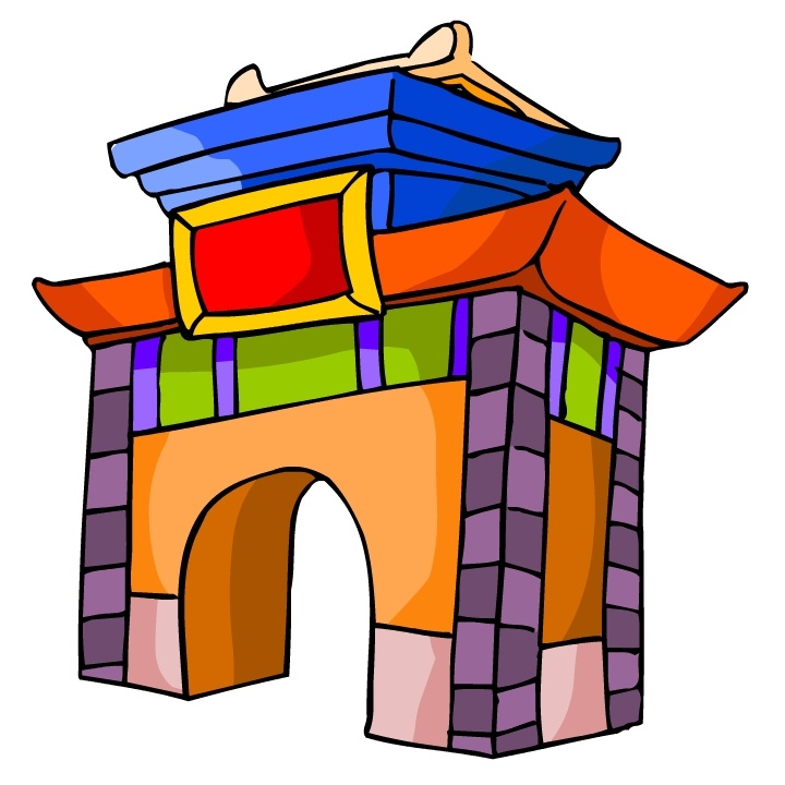 卡通古代建筑 风景建筑 矢量素材 设计素材 卡通建筑 矢量图库 白色