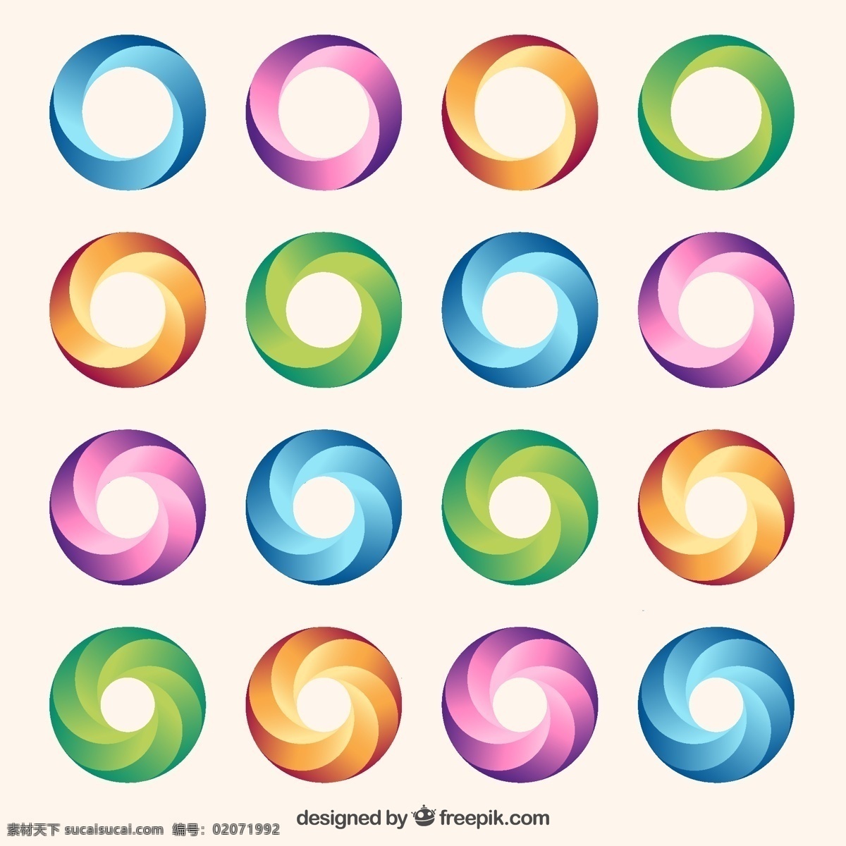 彩色圆圈标签 标签 抽象 徽章 多彩 圆形 有色