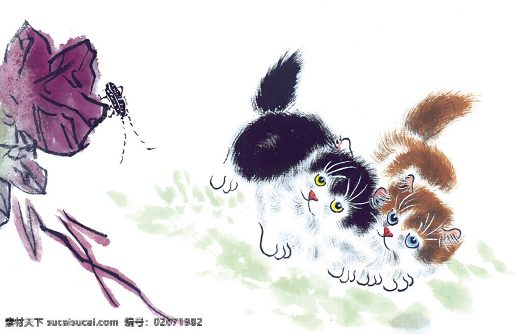 猫咪免费下载 动物 家猫 可爱 猫咪 小猫 中华艺术绘画 花猫 病猫 文化艺术