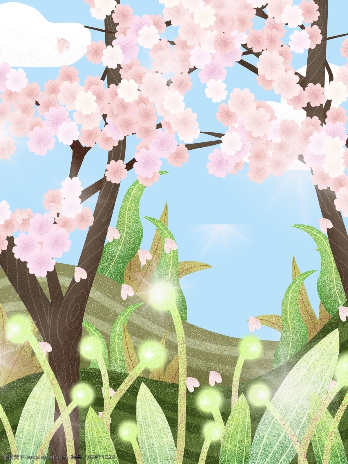 夏季 桃花 背景 花丛 绿叶 夏天背景 广告背景 手绘背景 特邀背景 促销背景 背景展板图 背景图