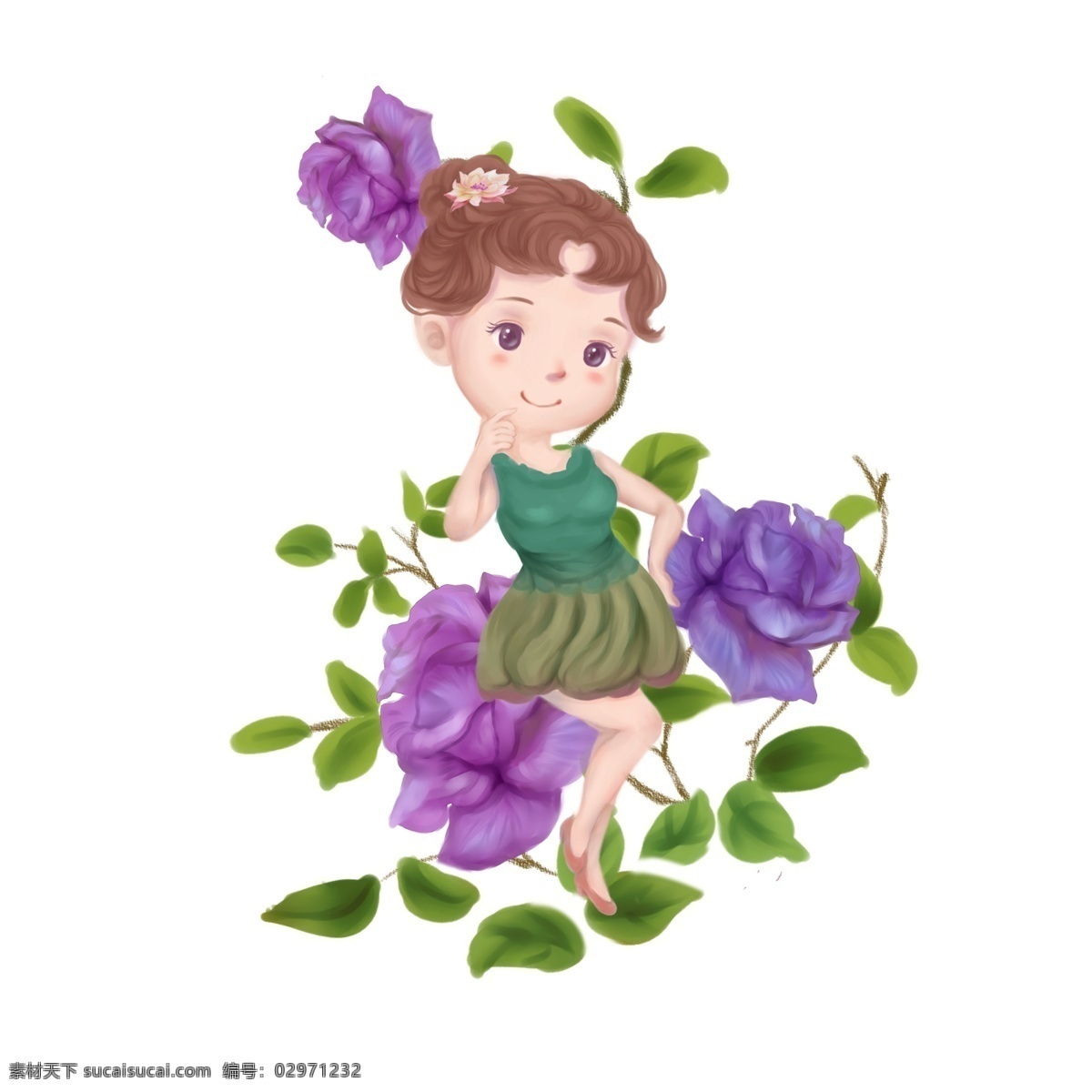 治愈系花园 花朵 治愈 蓝色 紫色 女孩