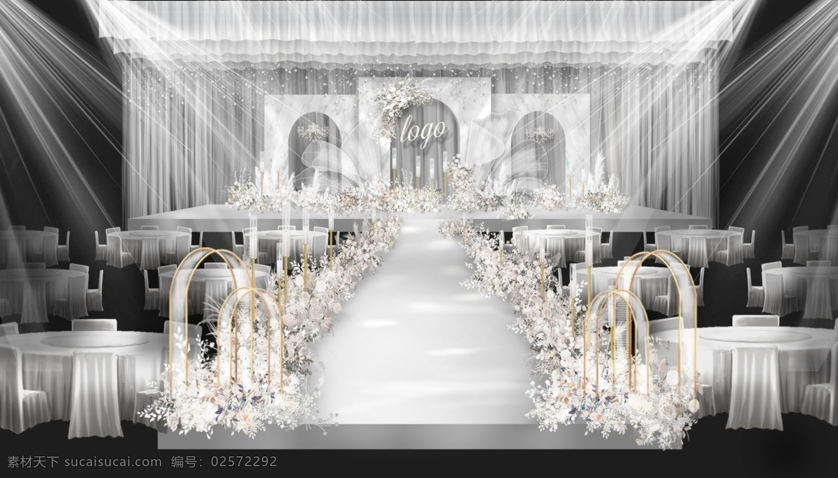白色 香槟 简约 韩式 小 清新 婚礼 效果 小清新 舞台 效果图 婚礼效果图 环境设计