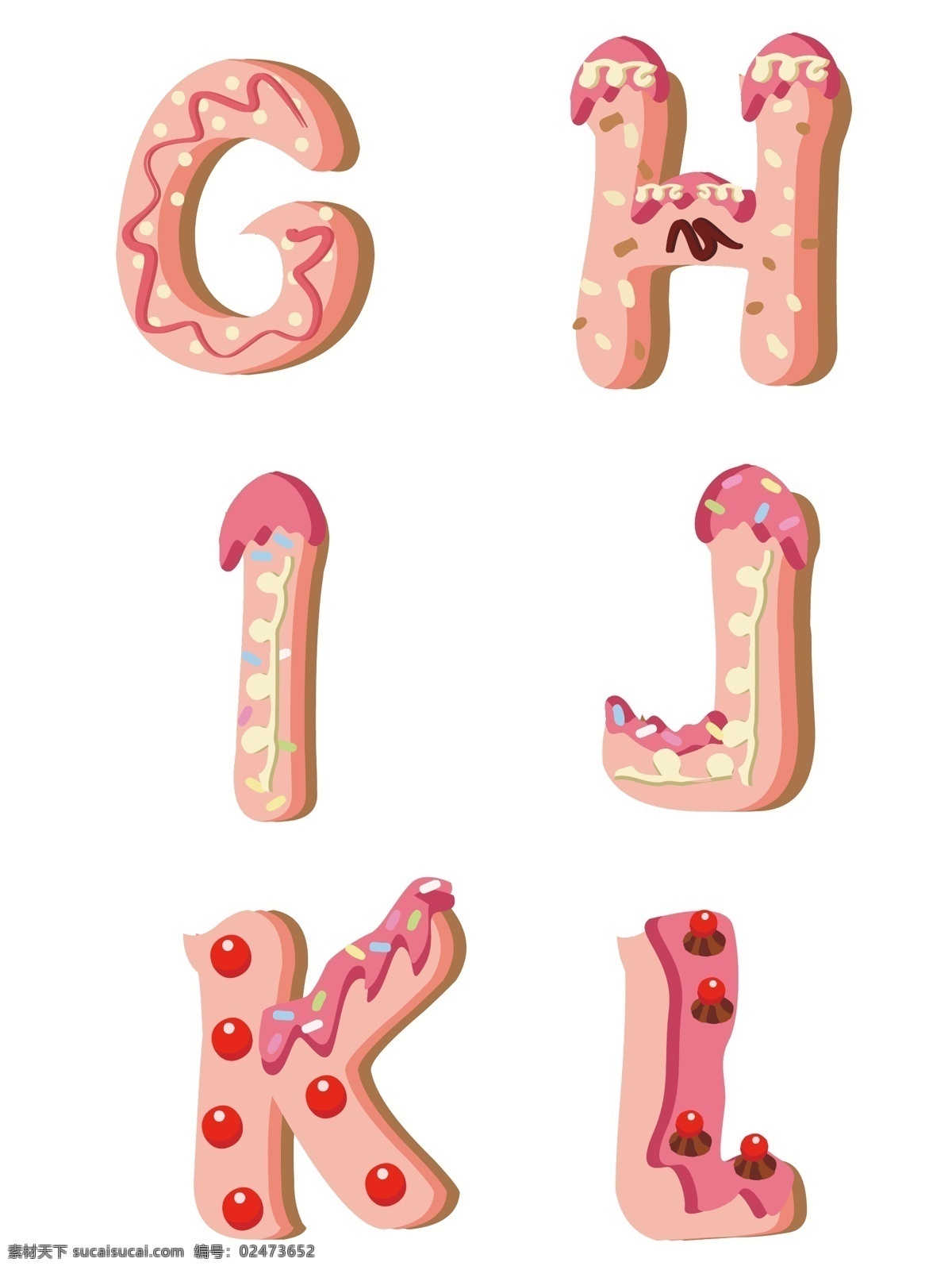 原创 立体 卡通 糖衣 字母 矢量 元素 装饰 可爱 艺术字 可商用 设计元素 粉色 甜品