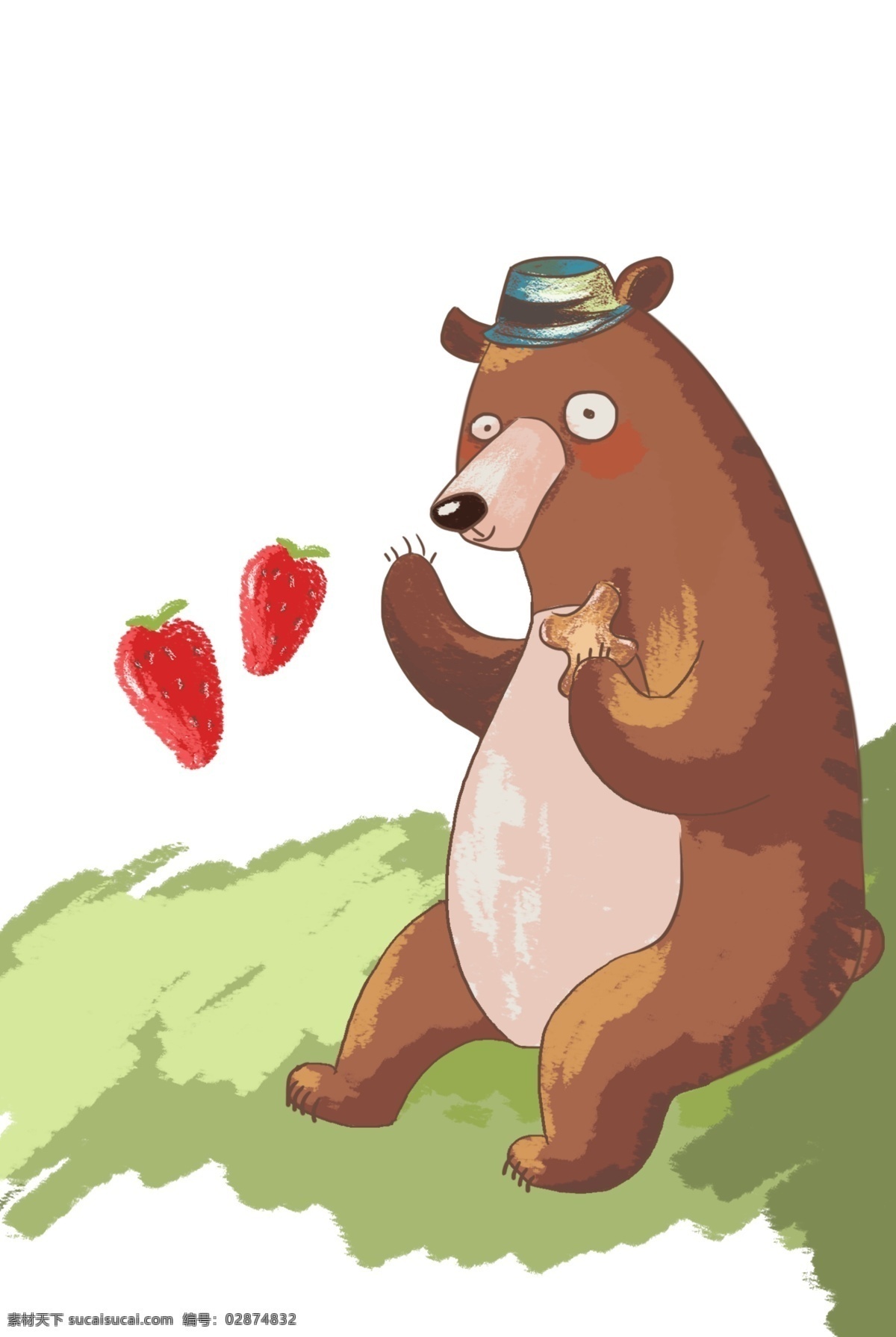 包装 小 熊 插画 原创手绘小熊 包装插画 饼干插画 小熊饼干插画 草莓口味 分层