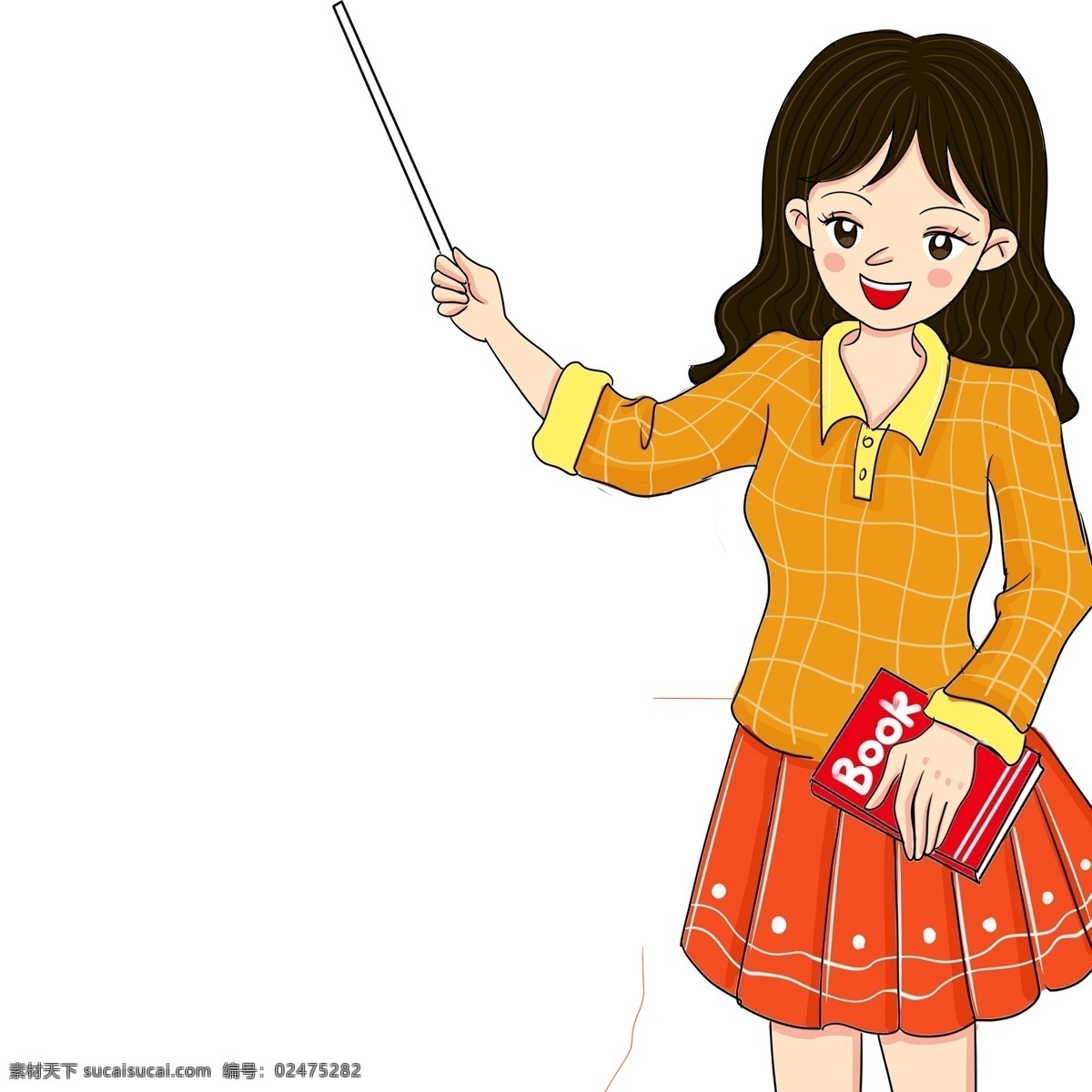 卡通 手绘 可爱 女 老师 人物 漫画 女孩 女老师 女教师 插画 人物设计