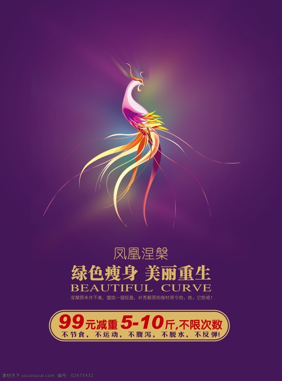 凤凰涅 槃 瘦身 凤凰 眩丽光彩 减肥 创意 女性用品 分层 源文件