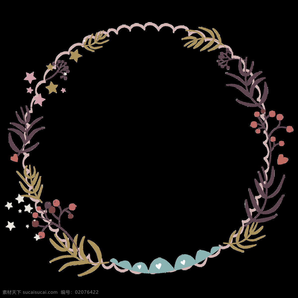 婚礼 贺卡 元素 卡通 透明 花环 抠图专用 装饰 设计素材