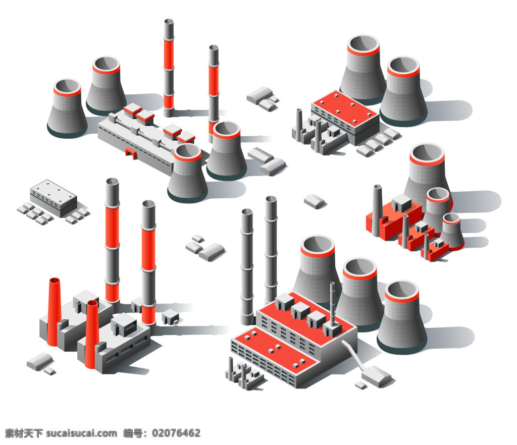 时尚 工业 工厂 建筑 插画 场景 商业 烟囱