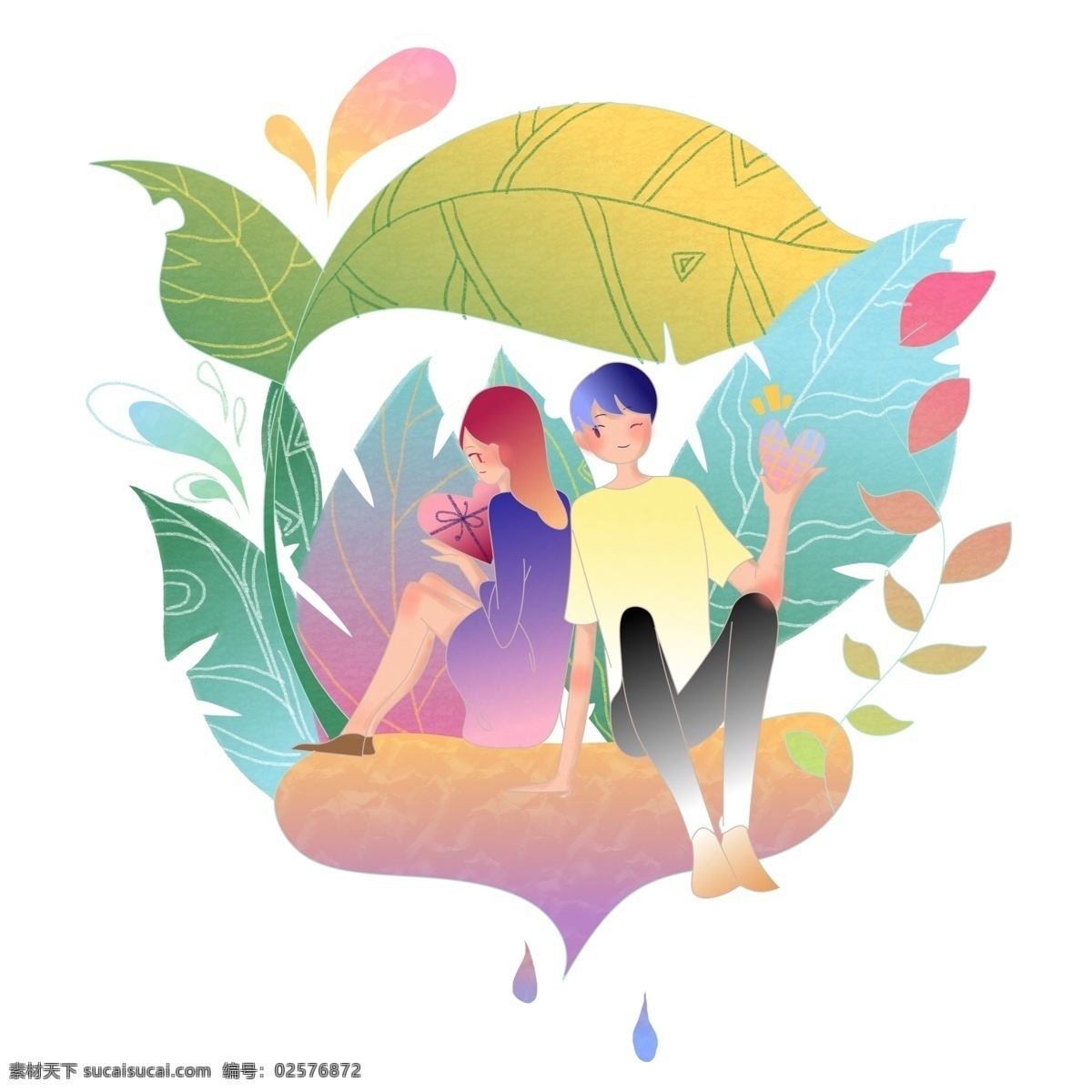 商用 高清 手绘 表白 场景 元素 表白场景 植物 可商用 唯美 卡通