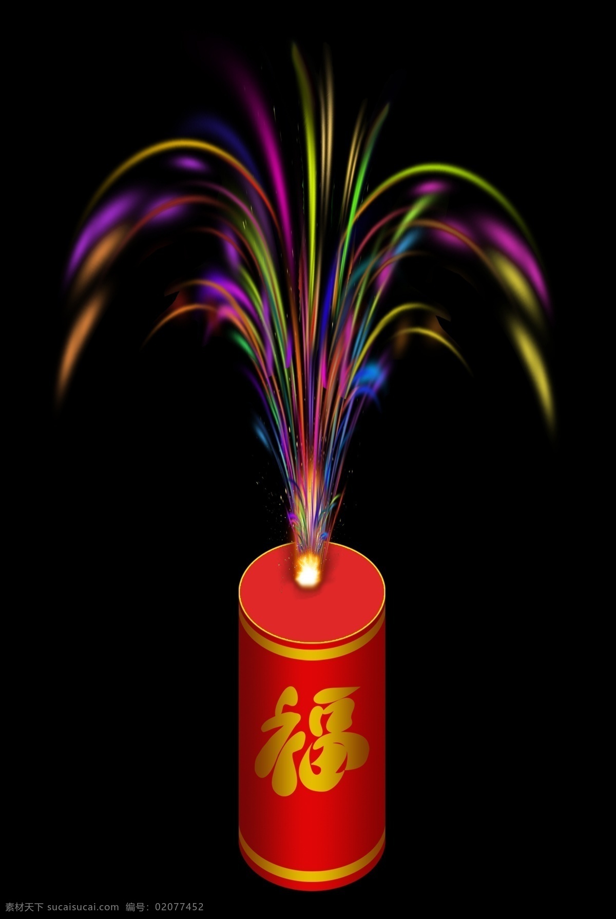 手绘 彩色 烟花爆竹 烟花 爆竹 新春 春节 过年 庆祝 庆典 夜晚 吉祥 喜庆 色彩 卡通 正月十五 过大年 打年兽