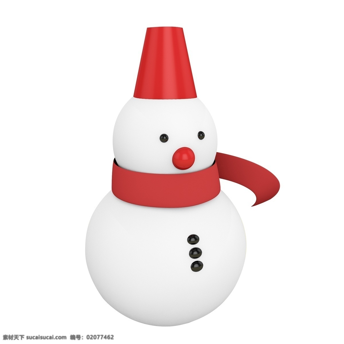 c4d3d 圣诞 雪人 三维 立体 冬天 呆萌 可爱 红鼻子 红围巾 红帽子 可编辑 模型 原创 源文件 创意
