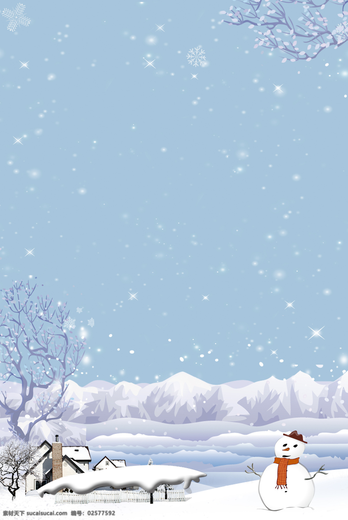 小 清新 雪花 雪人 背景 广告 海报 浪漫 森林 唯美 小清新