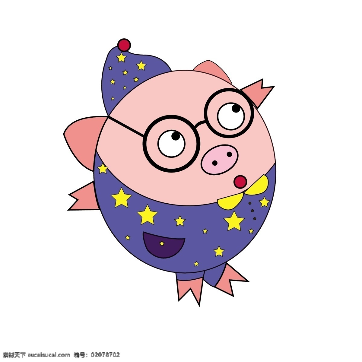 卡通 可爱 小 猪 精灵 睡衣 星空 元素 小猪 装饰元素 节日素材 猪年 跳舞小猪