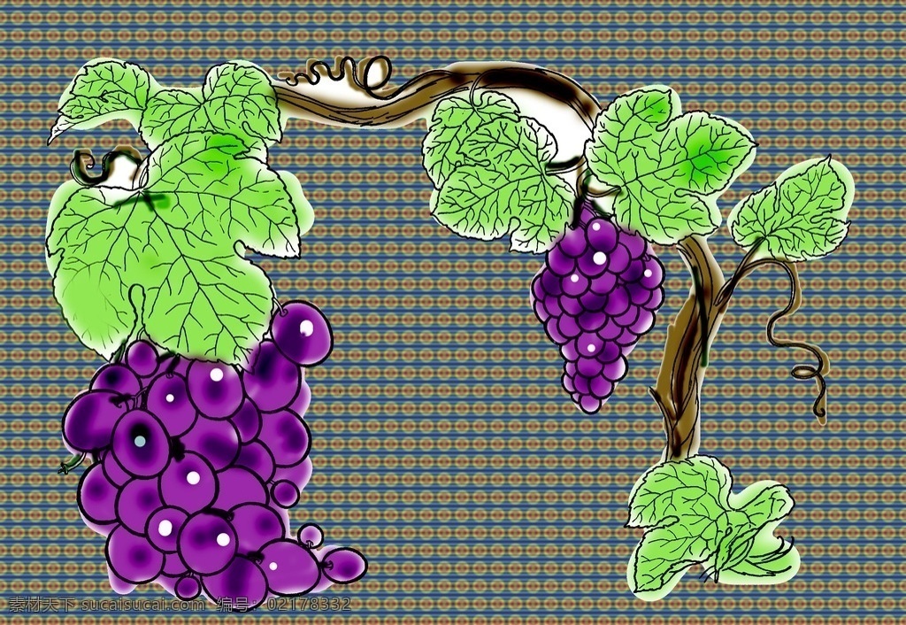 葡萄 葡萄藤 绿色 葡萄架 水果 紫色 清新 分层文件