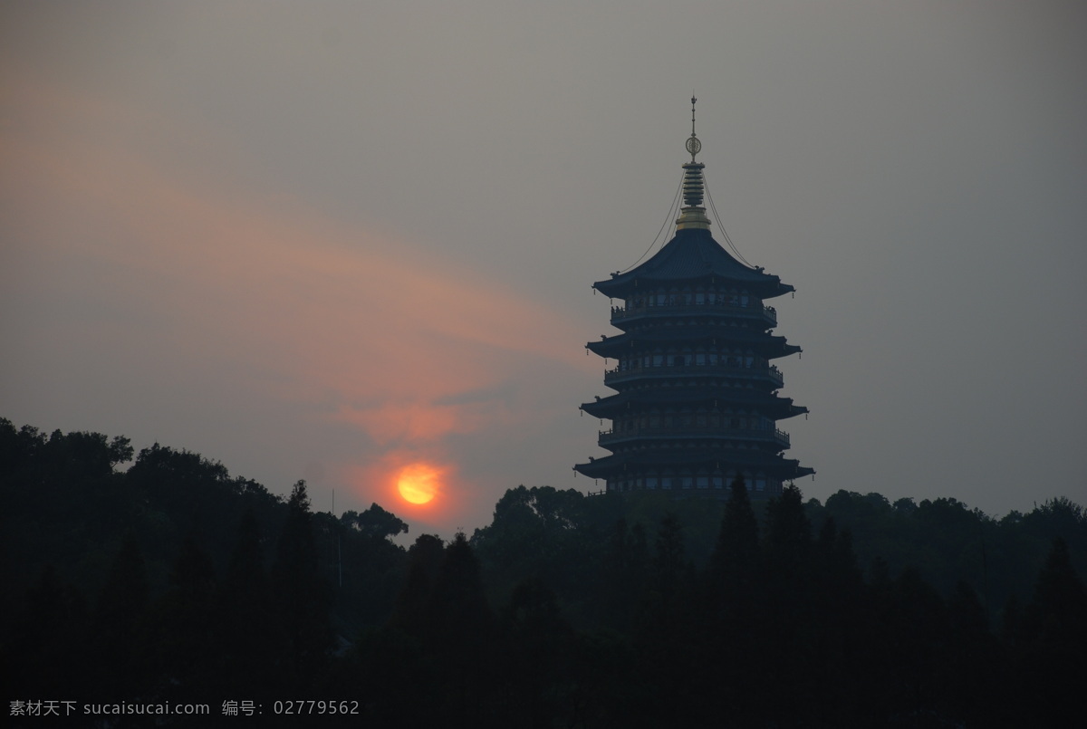 雷峰塔 杭州 建筑 黄昏 塔 国内旅游 旅游摄影 黑色