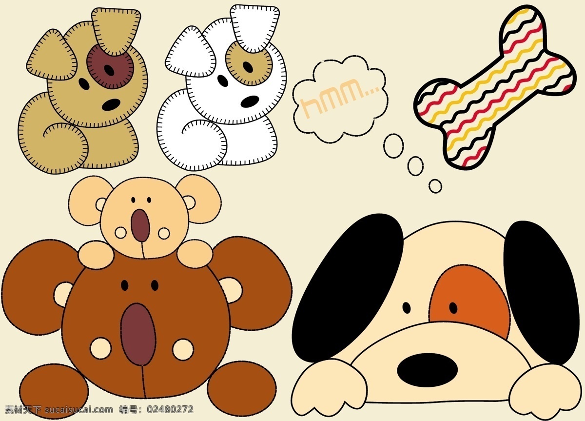 矢量 卡通 动物 玩具 插画 卡通插图 可爱动物 动物玩具 矢量图 其他矢量图