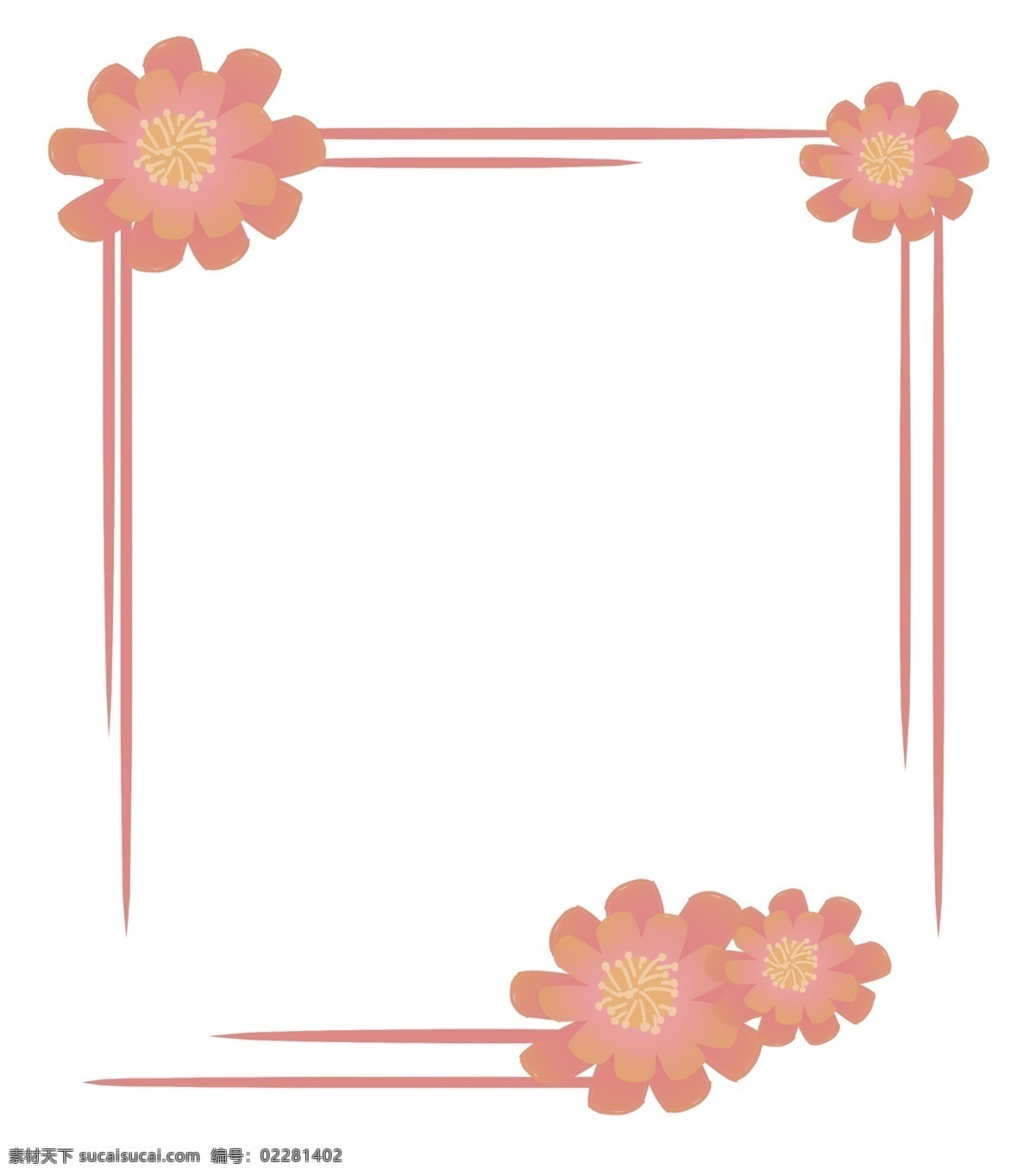 红色 小花 卡通 边框 花朵