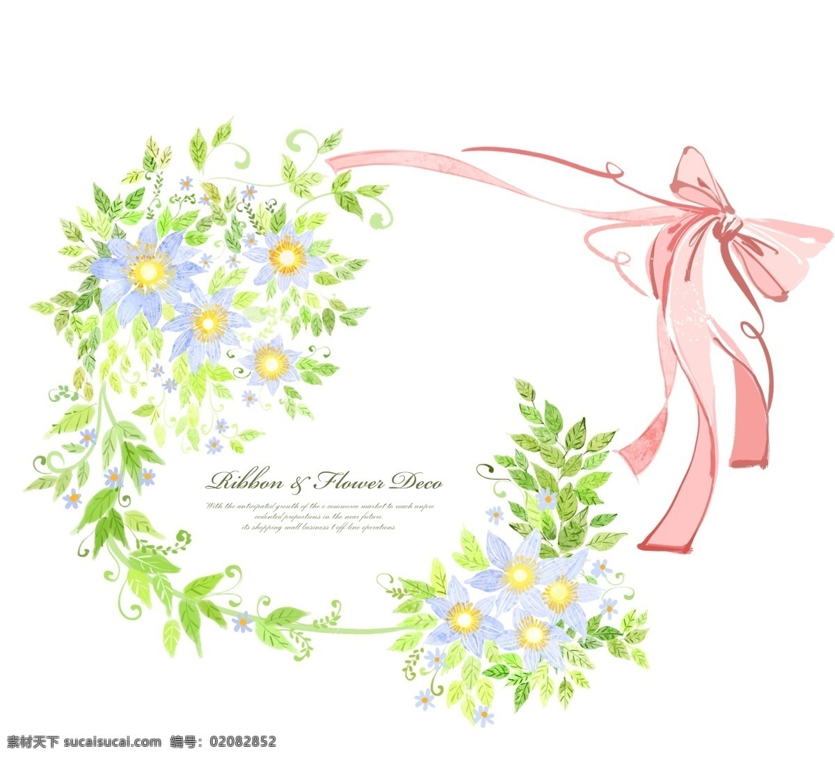 粉色 丝带 绿叶 花 藤 分层 韩国素材 tua 花朵 花卉 植物 蝴蝶结 红色 花藤 藤蔓 边框 花边 白色