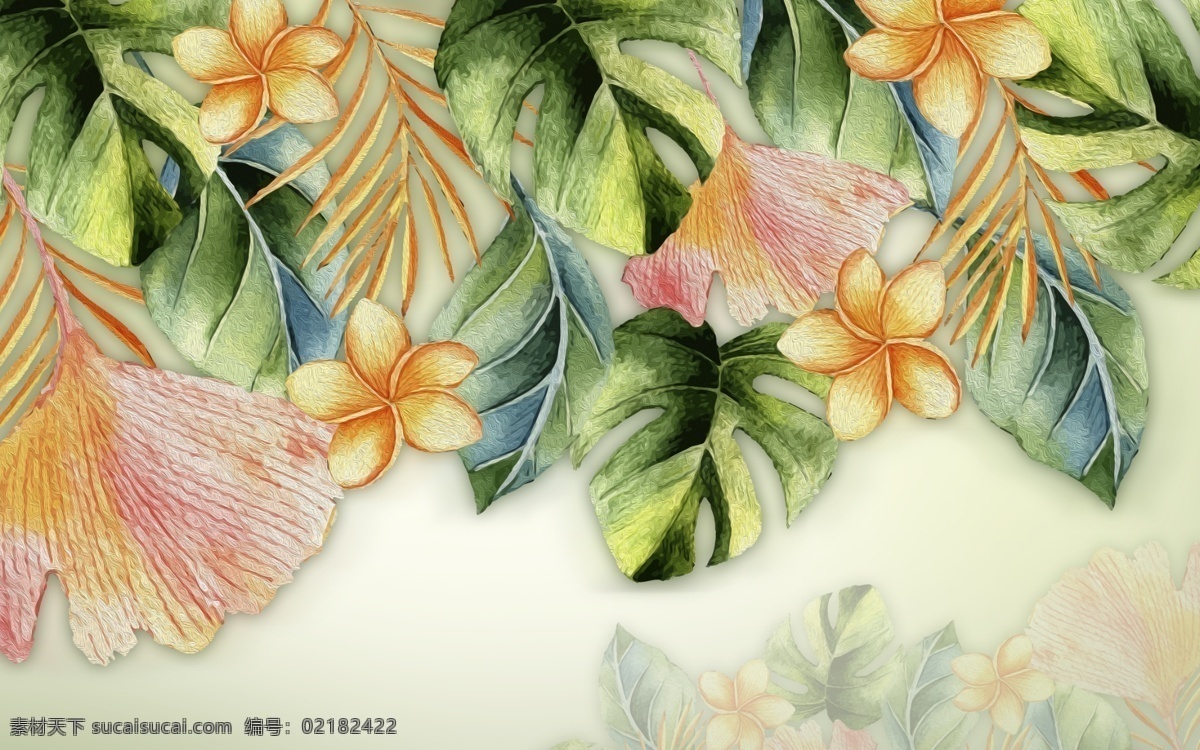 油画 树叶 玄关 屏风 电视 背景 壁画 创 电视背景 创意