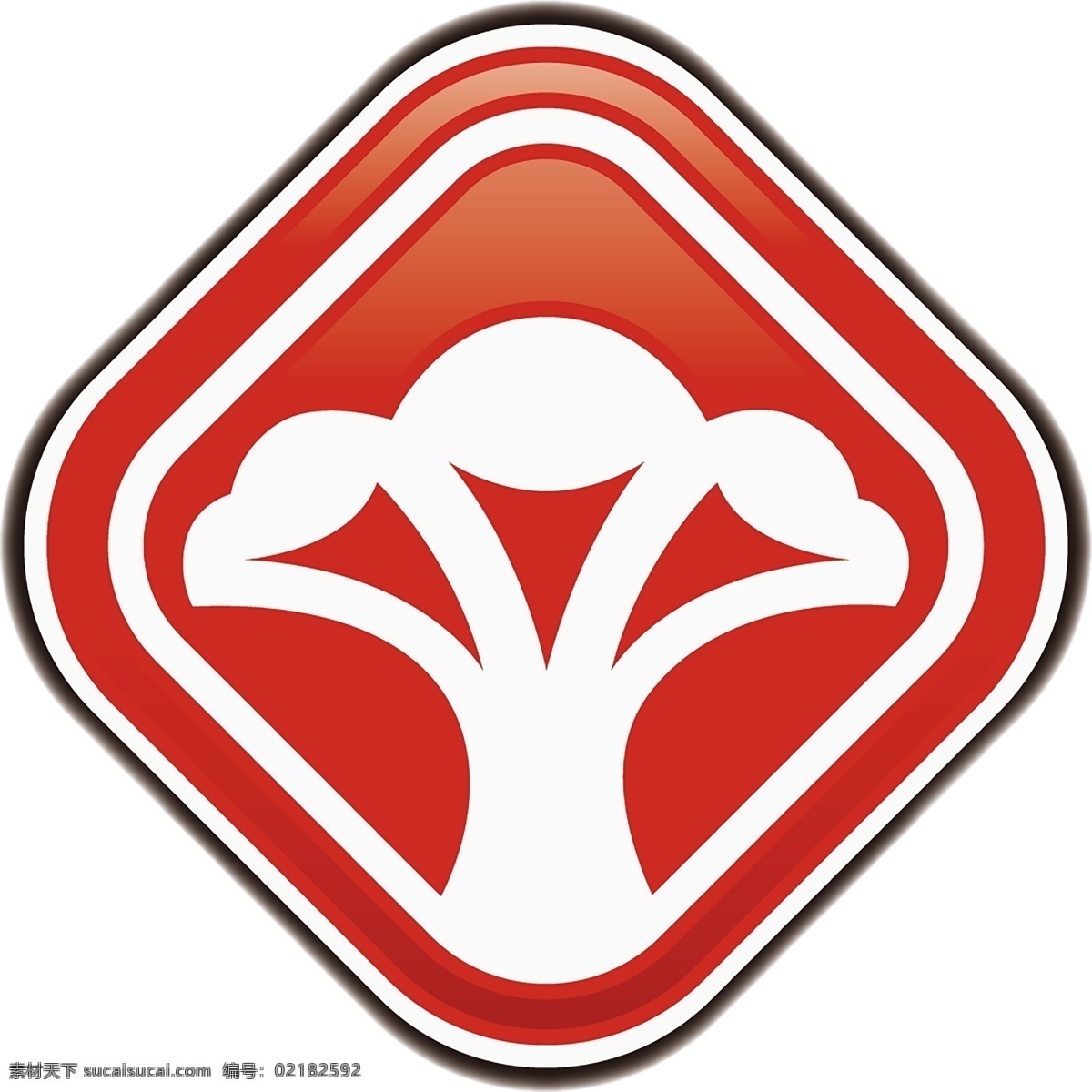 育林 红色 渐变 logo 树木 标识 方形标识 圆角形 logo设计