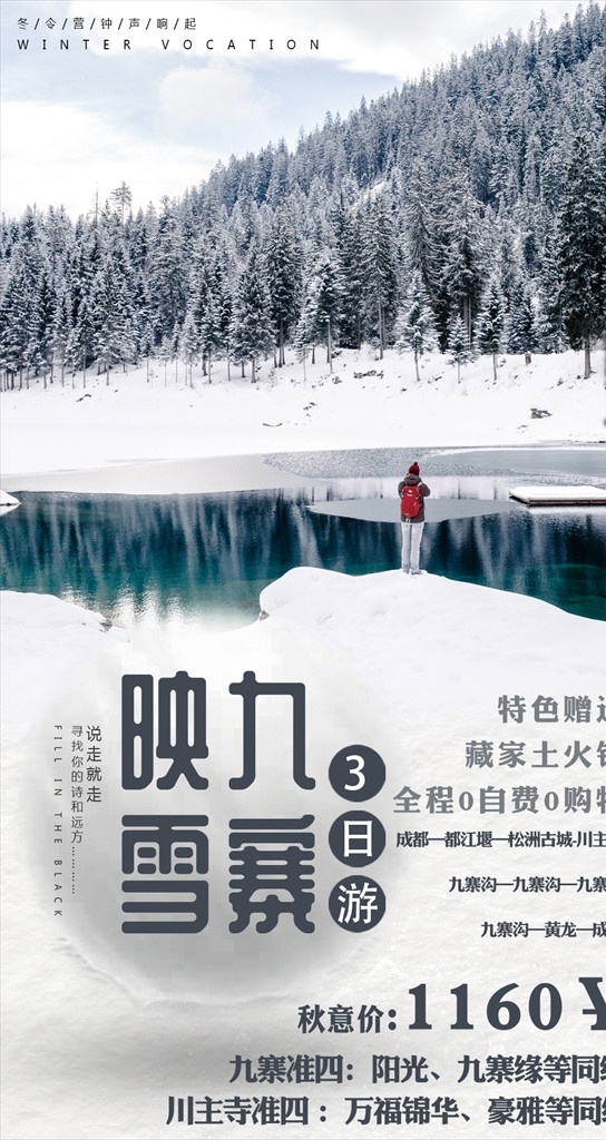 映雪九寨 雪 九寨 旅游 海报 简约 旅游海报