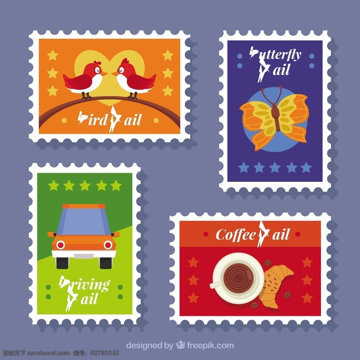 漂亮 彩色 邮票 图标 几个漂亮的 彩色邮票
