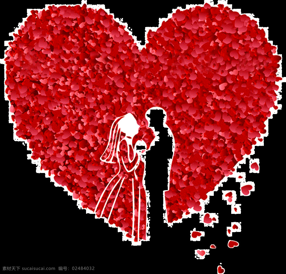 手绘 红心 浪漫 元素 红色 花瓣 心形 结婚