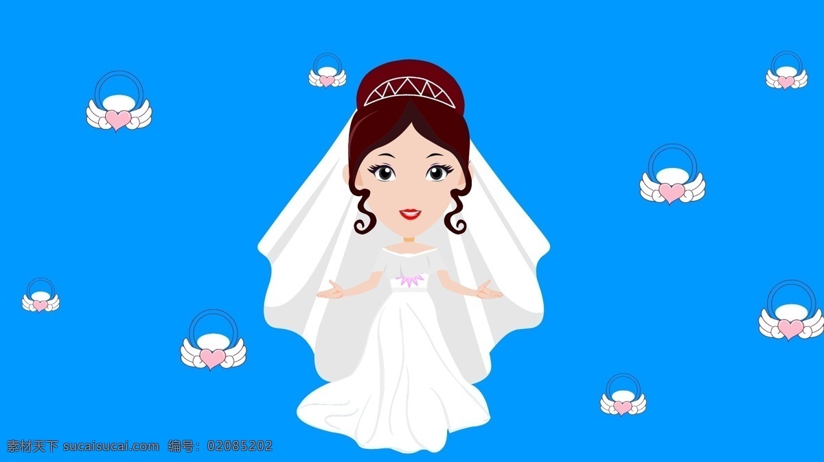 卡通插画新娘 新娘人物 卡通人物设计 矢量新娘 扁平化新娘