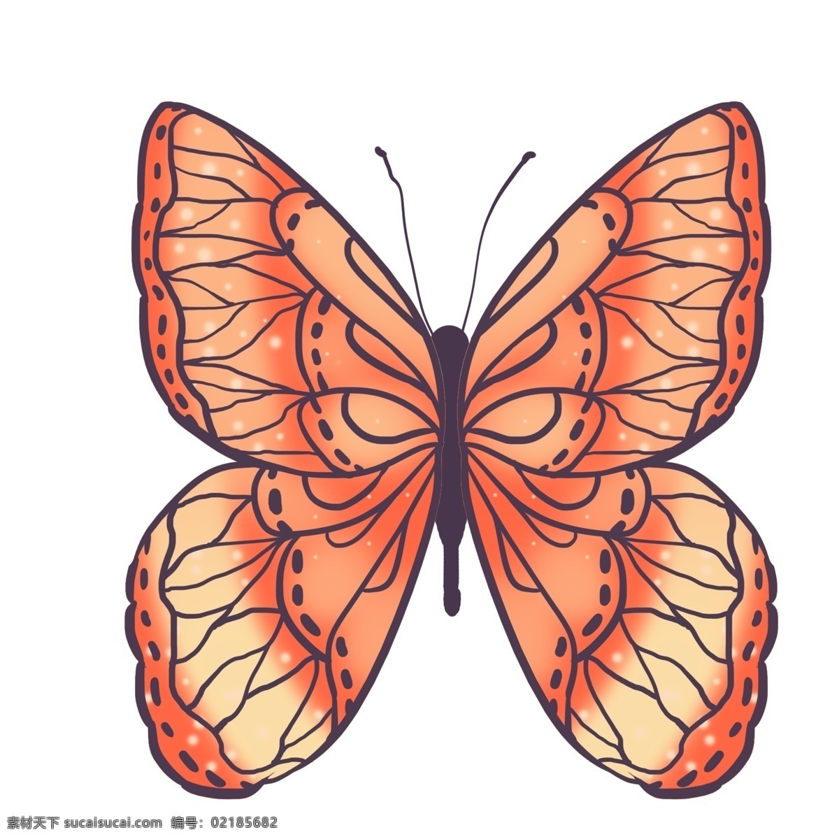 动物 昆虫 蝴蝶 红色 写实 卡通 免抠