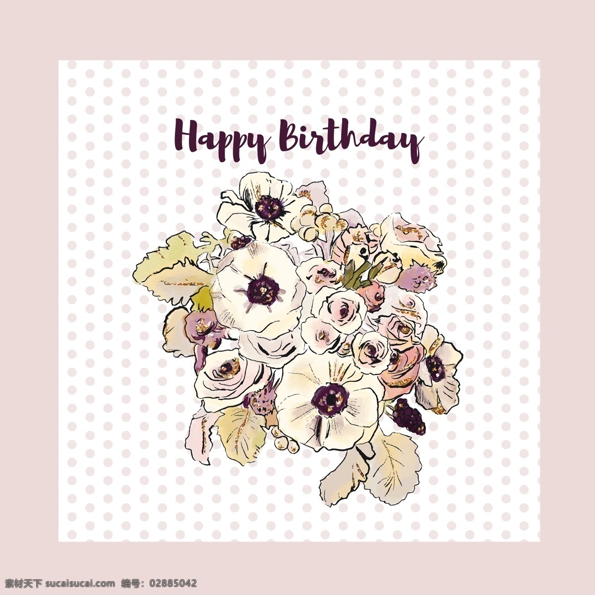 带 花 粉红色 生日 卡片 派对 生日快乐 邀请 手 快乐 周年纪念 庆祝 生日卡 邀请卡 生日宴会 生日聚会 宴会邀请 白色