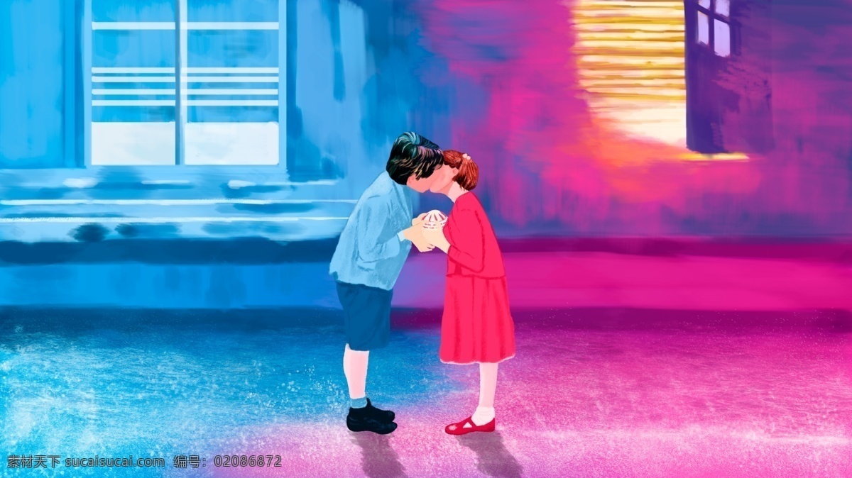 浪漫 七夕 表白 治愈 手绘 插画 情人节 清新 结婚 情侣 爱情