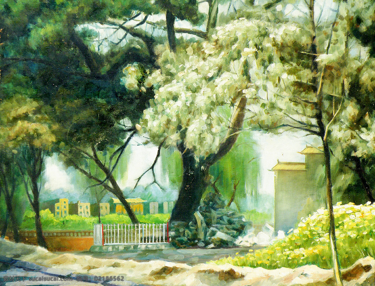 美丽 树林 风光 高清风景油画 美丽树林风光 油画素材下载 油画 装饰素材