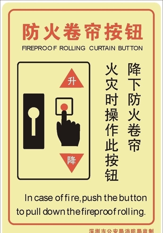 防火卷帘按钮 警示牌 手动报警按钮 手 按钮 火 标识标志图标 公共标识标志 矢量图库 其他设计 矢量