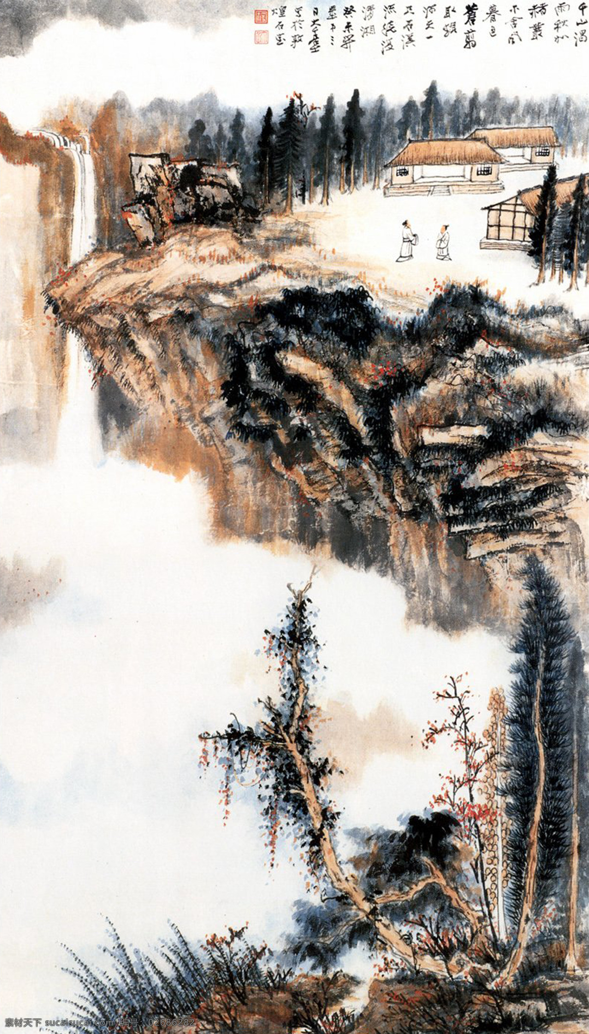 千山 渴 雨 图 国画 绘画书法 山水画 水墨画 文化艺术 张大千 千山渴雨图