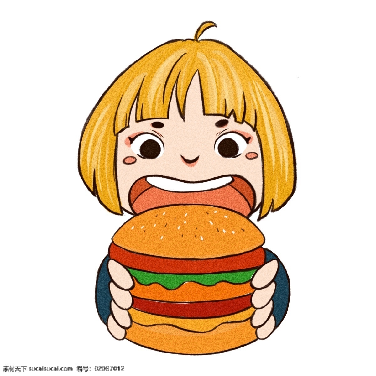 吃货 女孩 人物 插画 吃货女孩 插画素材 透明元素 手绘元素 免抠元素