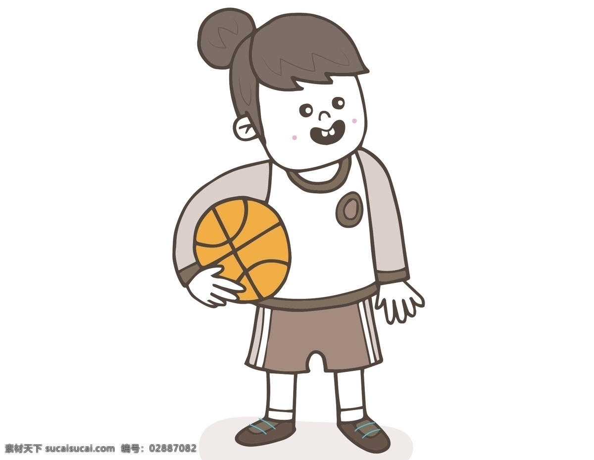 卡通 女孩 篮球 元素 可爱女孩 玩耍 运动 手绘 运动服 ai元素 矢量元素
