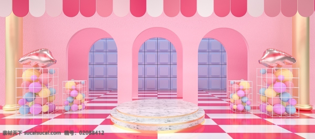 c4d 浪漫 520 粉嫩 气球 母亲节 温馨 背景 女性背景 七夕 情人节 可爱 游乐场