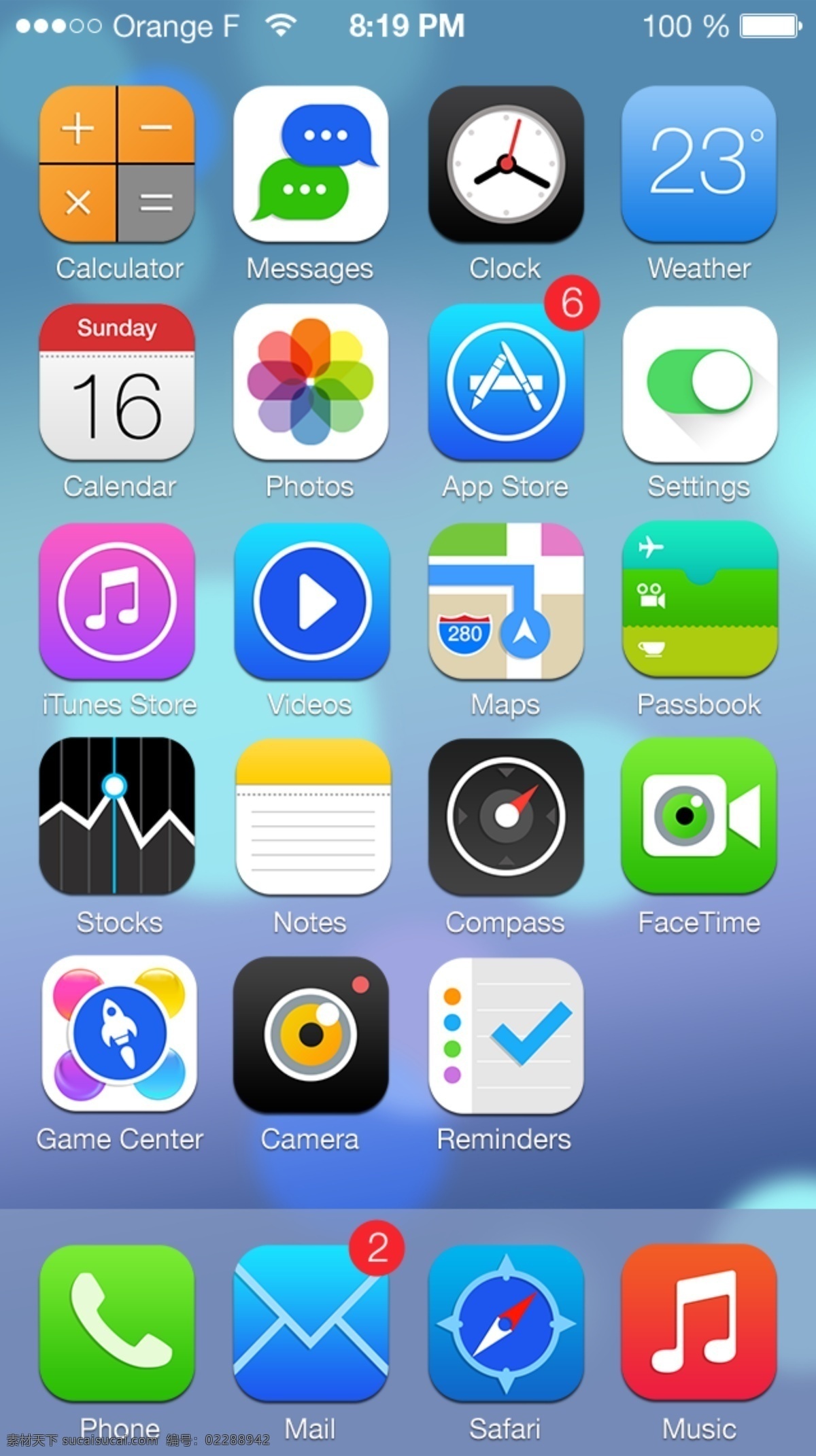 改编 ios7 风格 psd素材 ios7风格 手机 app app界面