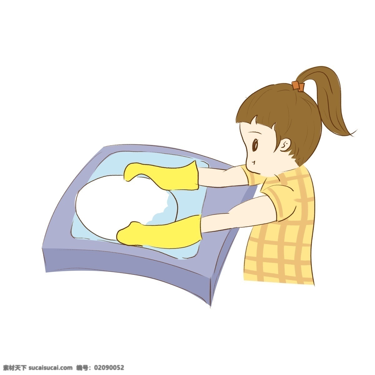 做 家务 儿童 小女孩 洗 碗 劳动 手绘 人物 做家务 洗碗 手绘人物 儿童小女孩
