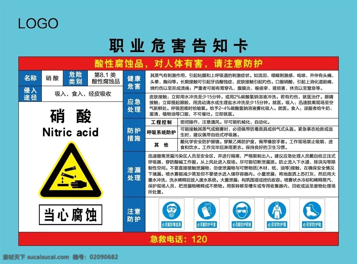 硝酸 职业 危害 告知 卡 告知卡 职业病 注意防护 分层