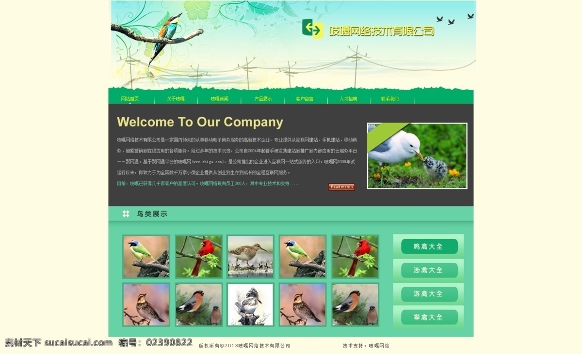 绿色模板 鸟 生态 网页模板 源文件 中文模板 自然 网页 生态网页 生态模板
