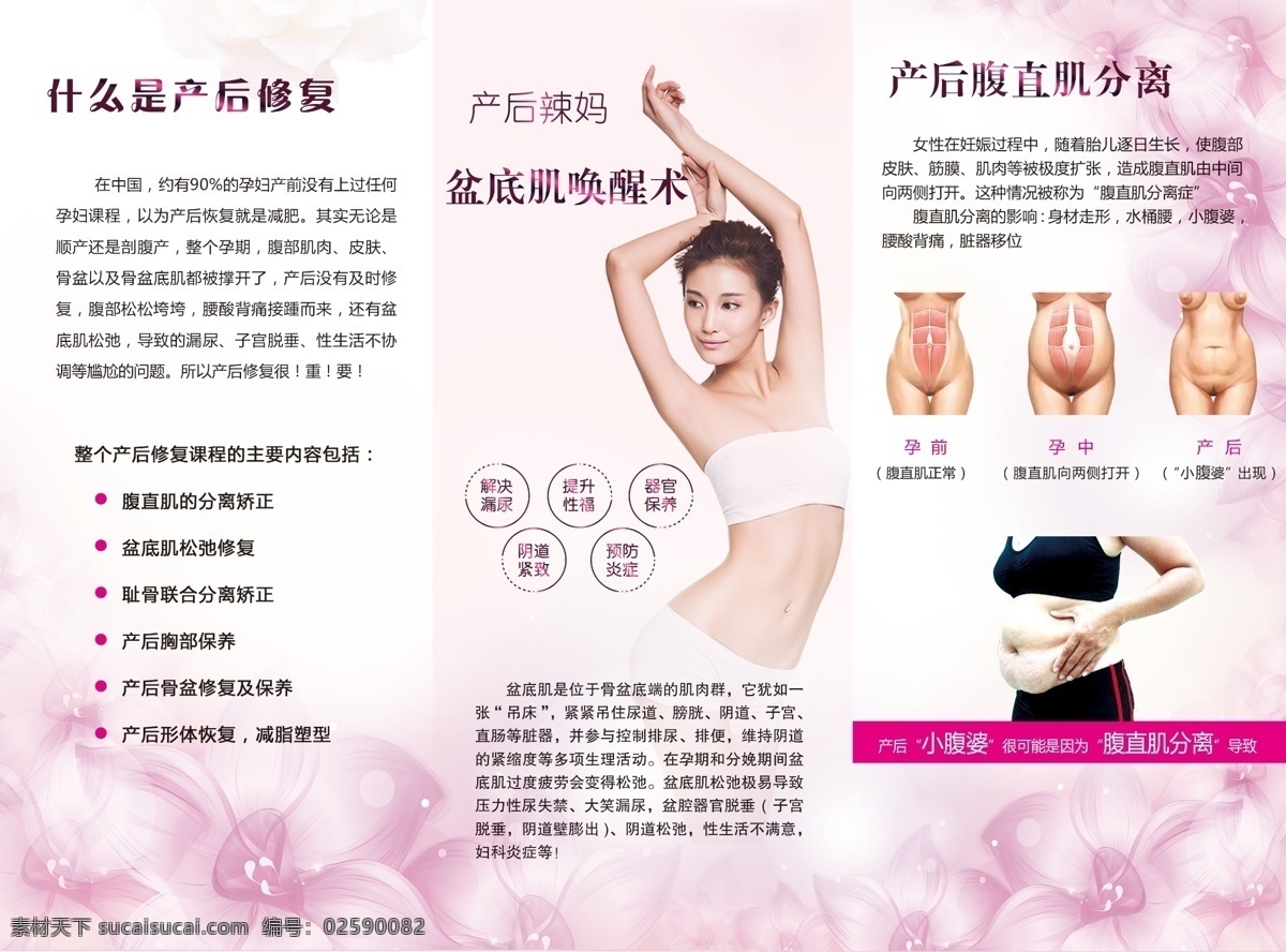 产后 瑜伽 三 折页 产后修复 产后遇见 骨盆修复 盆底肌唤醒术 腹直肌分离