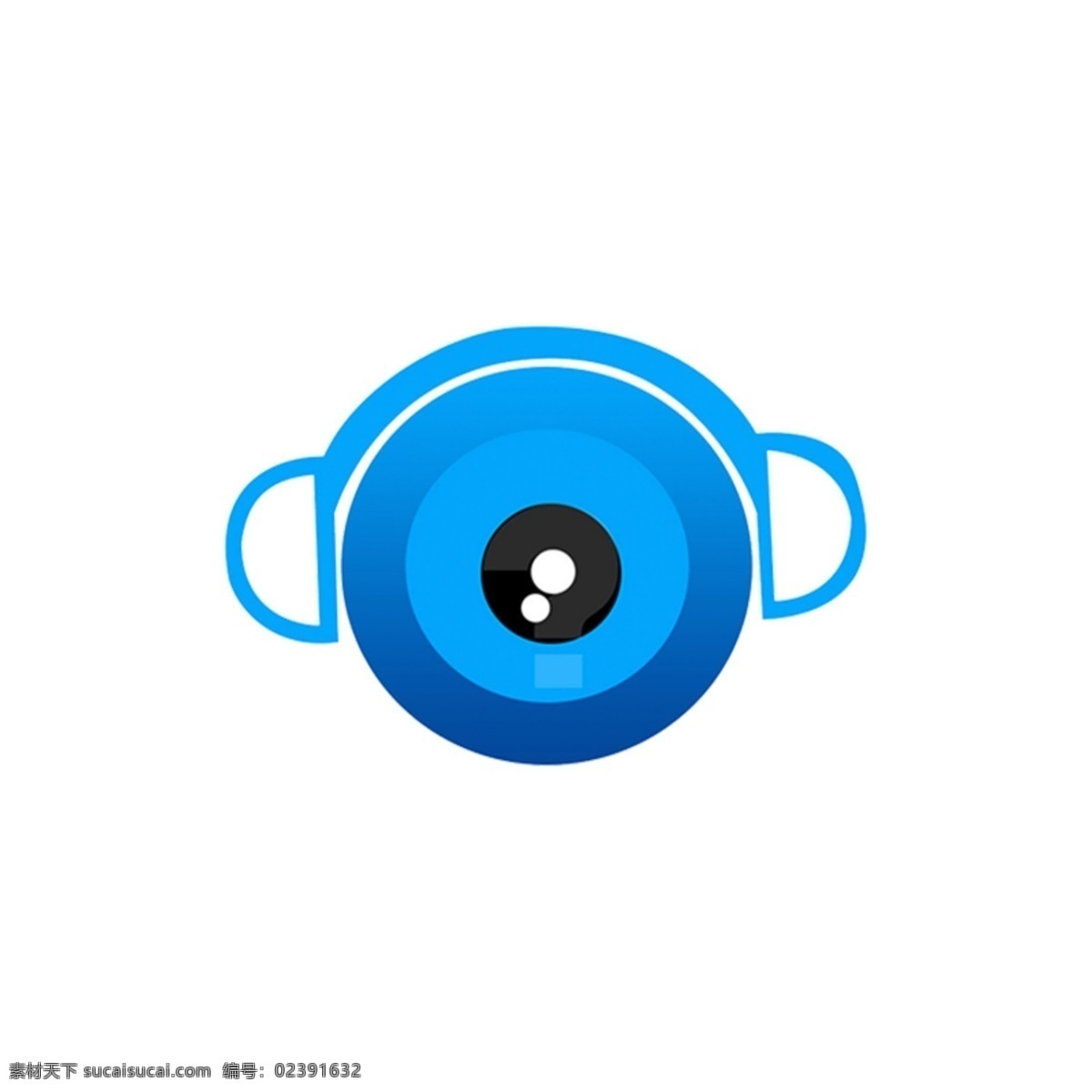 扁平摄像耳麦 眼睛 蓝色 标志 创意 简约 扁平 摄像 耳麦 logo icon 直播logo
